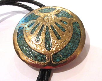 Vintage Turquoise Bolo Tie: ADM Silversmith Collection, Cowboy Necklace IC Lot F1