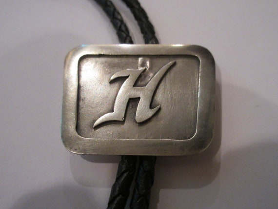 H Initial Bolo Tie-Taxco-Vintage Sterling Silver … - image 3