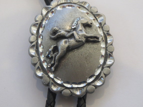 Horse Bolo Tie-Gifts for Him- Vintage Pewter Grea… - image 2