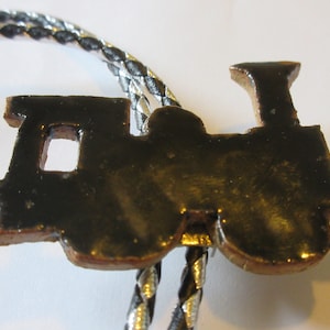 Train Bolo Tie-Gifts for Him-Handcrafted Black Ceramic Train Engine Engineer Motif Bolo Tie IC Lot