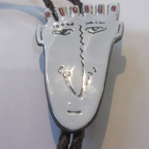 Man Bolo Tie-Gifts for Him- Handcrafted Ceramic Man w Crewcut Face Bolo Tie IC Lot