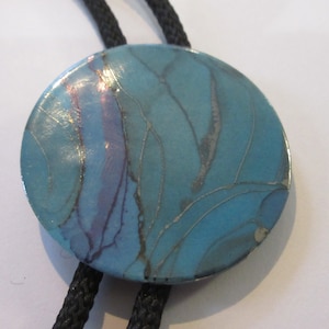 Porcelain Bolo Tie-Gifts for Her-Ceramic Blue Black Enamel Porcelain Round-Necktie-Necklace-Bolo Tie IC Lot