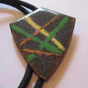 Copper Bolo Tie-Handcrafted Orange Yellow Green Modernist Enamel on Copper Gifts for Her- Necktie Accessories Necklace Bolo Tie IC Lot G1
