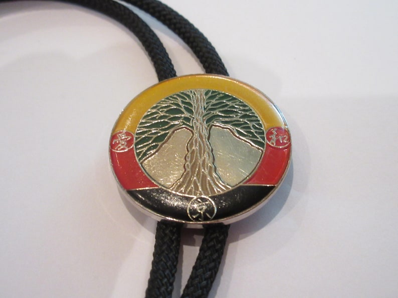 Vintage Enamel Woods Bolo Tie: Tree Design, Silver Tips IC Lot 28 - Etsy