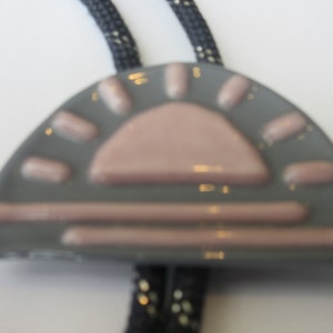 Ceramic Bolo Tie-Gifts for Her- Handcrafted Artist Artsy Abstract Design Pink Gray Enamel Porcelain/Ceramic Bolo Tie