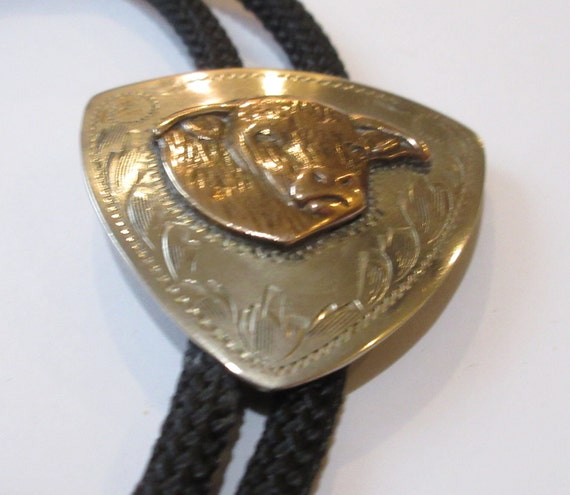 Comstock Bolo Tie, Vintage German Nickle Silver C… - image 1