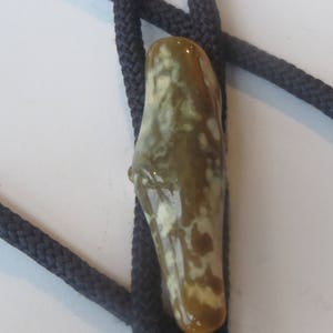 Handcrafted Polished Light Brown Gray  Thin Long Stone Bolo Tie IC  Lot Y