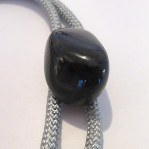 Black Stone Bolo Tie, Handcrafted Black Dark Stone Bolo Tie IC Lot 31