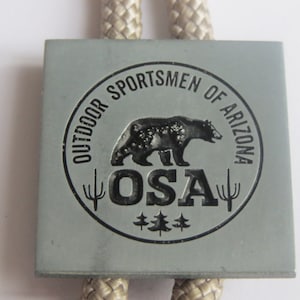 Arizona Bolo Tie, Square Silver Tone Outdoor Sportsmen Hunter Fisherman Arizona-Gifts for Him- Necktie Mens Necklace-Bolo Tie IC Lot R