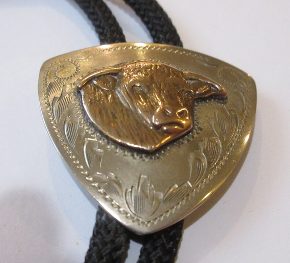 Comstock Bolo Tie, Vintage German Nickle Silver C… - image 3