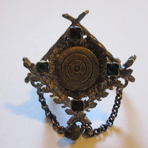 Bullet Scarf-Gifts for Him- Vintage Sterling Silver Bullet Target NRA Rifle Scarf w Rhinestones