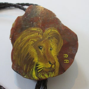 Lion Bolo Tie, Lion King of Beasts Pride on Stone Bennett-Gift for Him Necktie -Mens Necklace Bolo Tie IC Lot 9