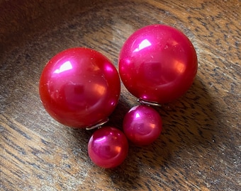 20% OFF FLASH SALE Pink Pearl Double Ball Stud Earrings Double Sided Bauble Pink Earrings