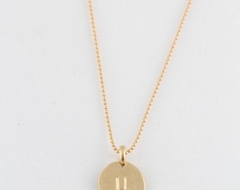 The Perfect " U " Initial Necklace Dainty Matte Gold Hammered Disc Delicate Handmade Jewelry by Coco & Marie