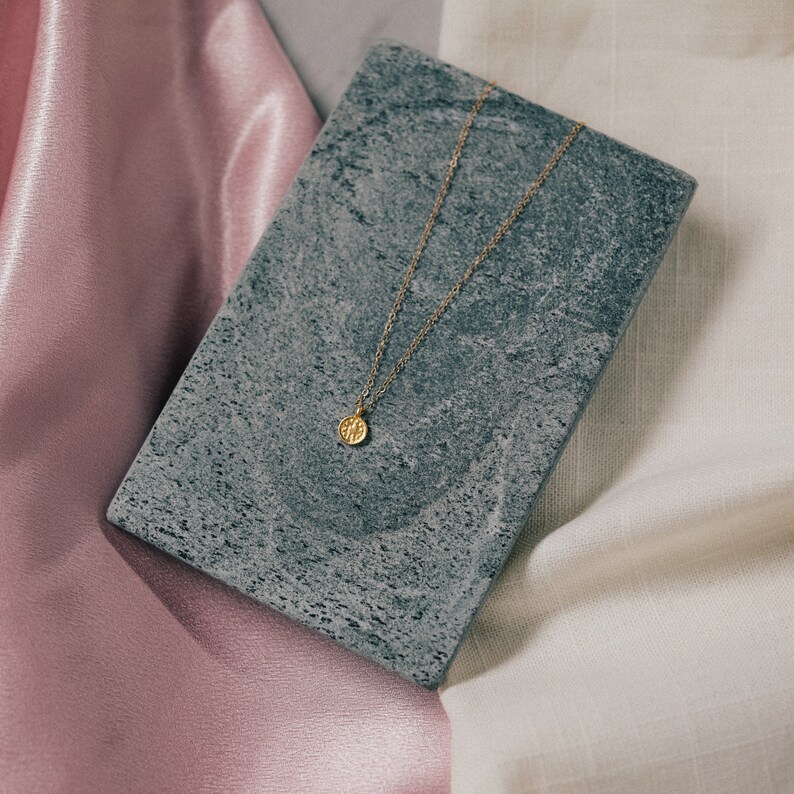 Simple Teeny Tiny Coin Layering Necklace Gold Minimalist Dainty Delicate Handmade Jewelry Bridal Wife Birthday Girlfriend gift 20/% off