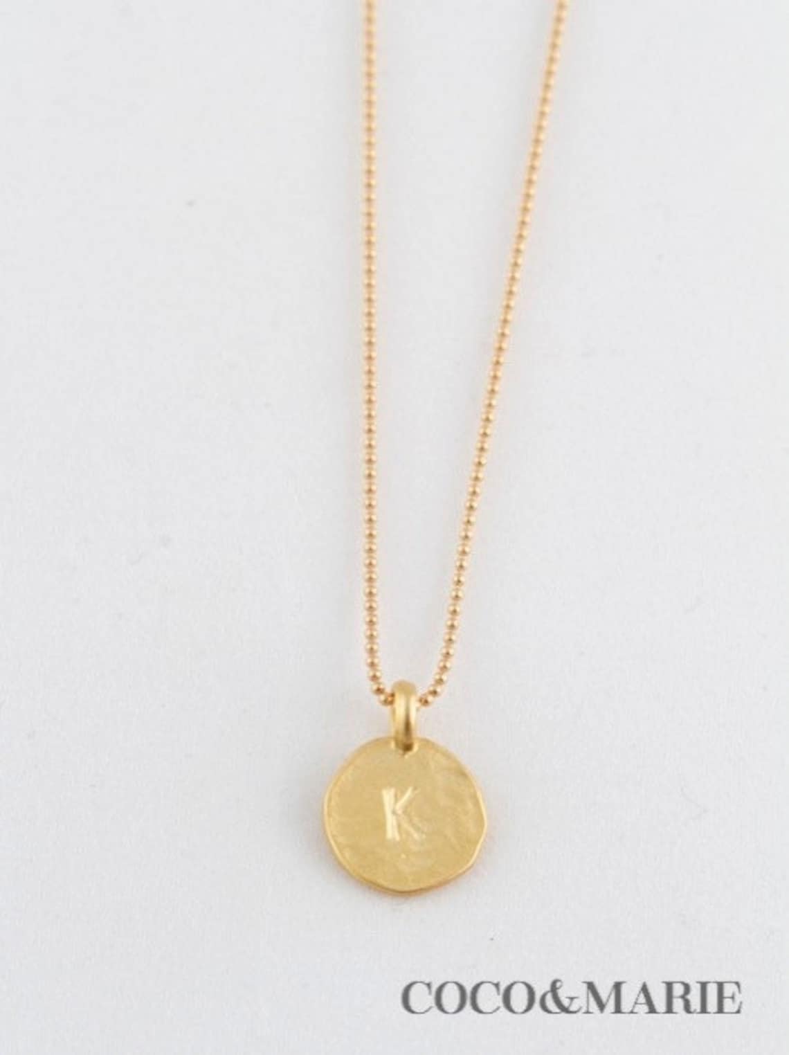 The Perfect K Initial Necklace Dainty Matte Gold Etsy