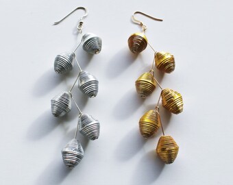 Silver/Gold paper bead earrings