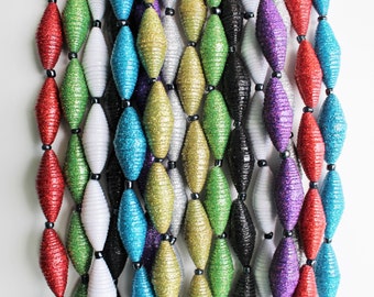 Glittered paper bead necklace