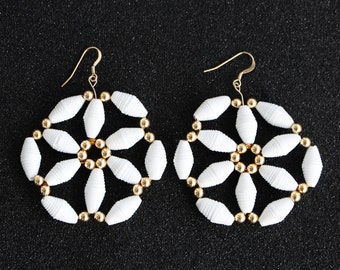 Flower paper bead earrings