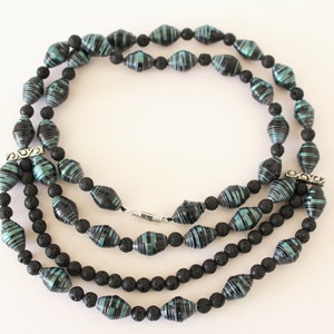 Paper and lava beads necklace
