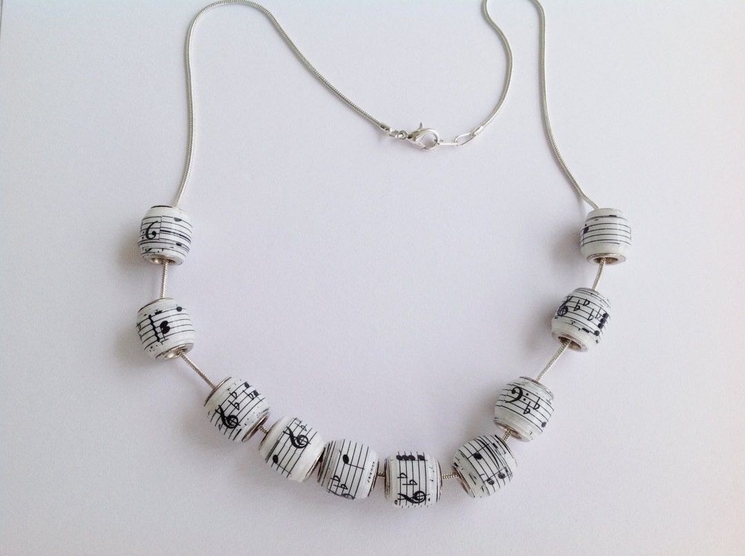 Music Note Paper Chain Music Notes Paper Bead Necklace or Bracelet - Etsy
