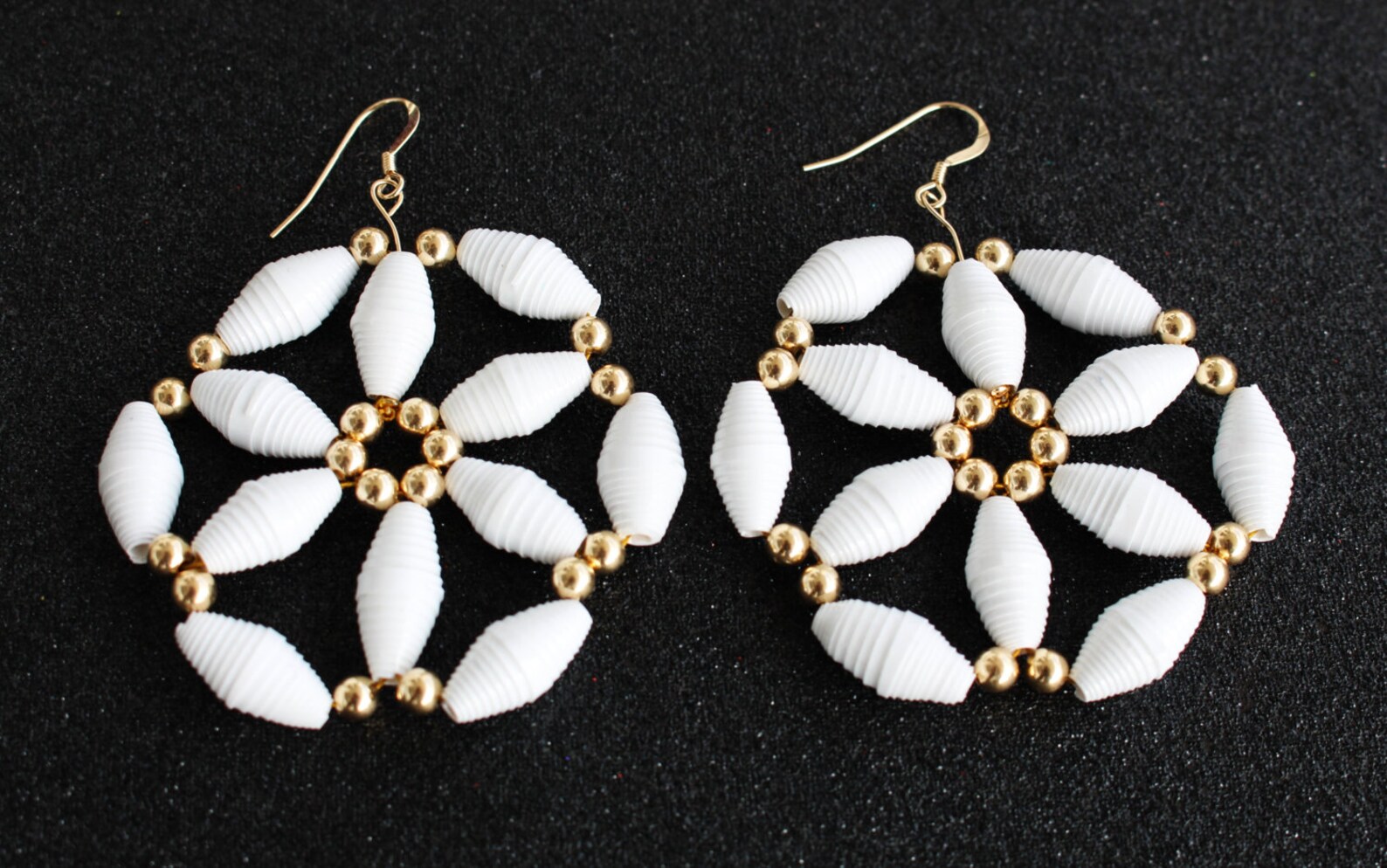 Flower Paper Bead Earrings Etsy