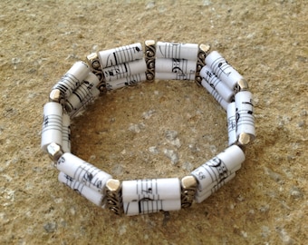 Music Notes paper bead bracelet