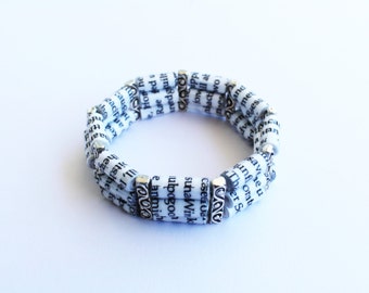 Book page paper bead bracelet