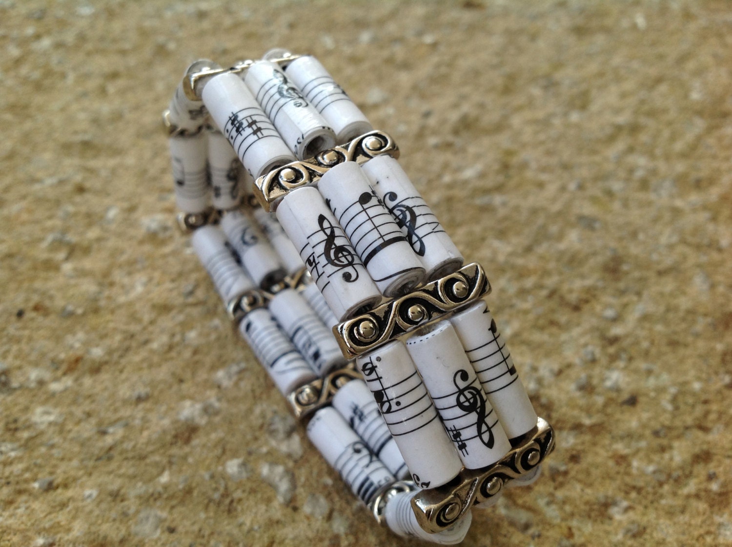 Music Notes Paper Bead Bracelet Etsy