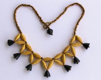 Bell shaped paper bead necklace