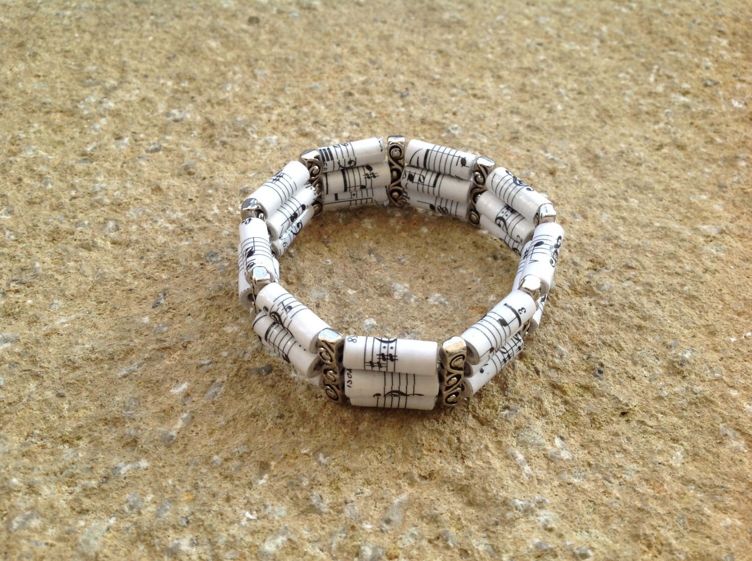 Music Notes Paper Bead Bracelet Etsy UK