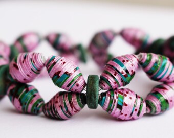 Purple paper bead bracelet