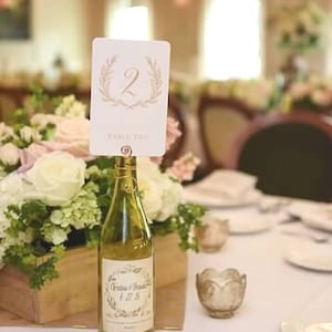 Wine Bottle Table number Holder- Wedding Decor-Wedding placecard Swirl - 5 to 100