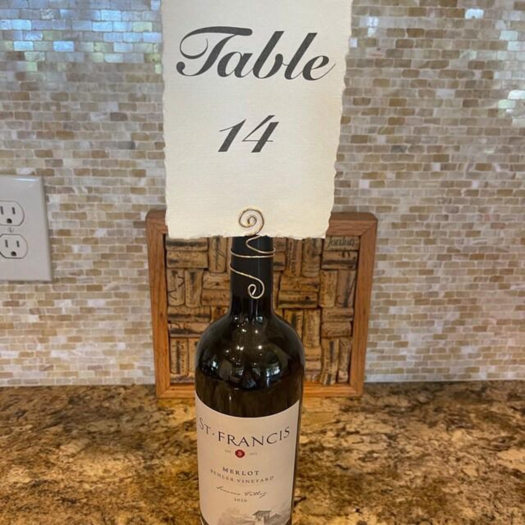 Elegant Swirl Wine Bottle Top Place Card Holder - Aluminum Wire Table ...