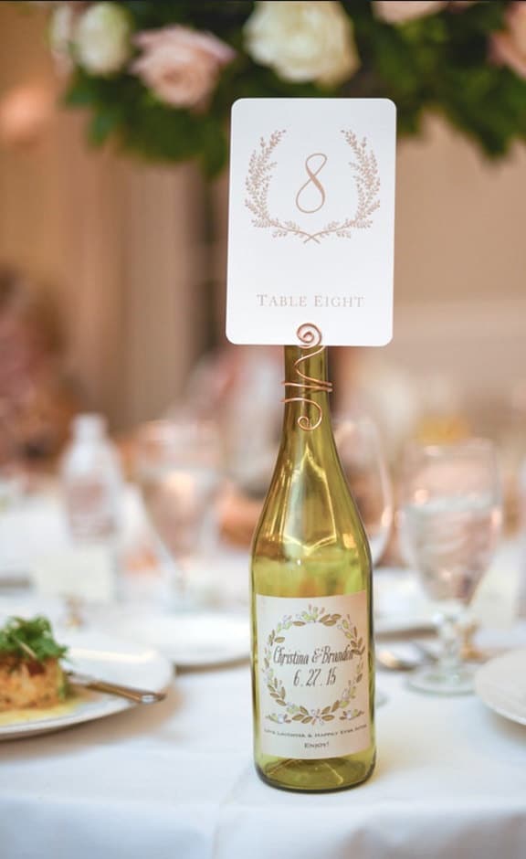 Wine Bottle Table Number Holder- Wedding Decor-wedding Placecard Swirl ...