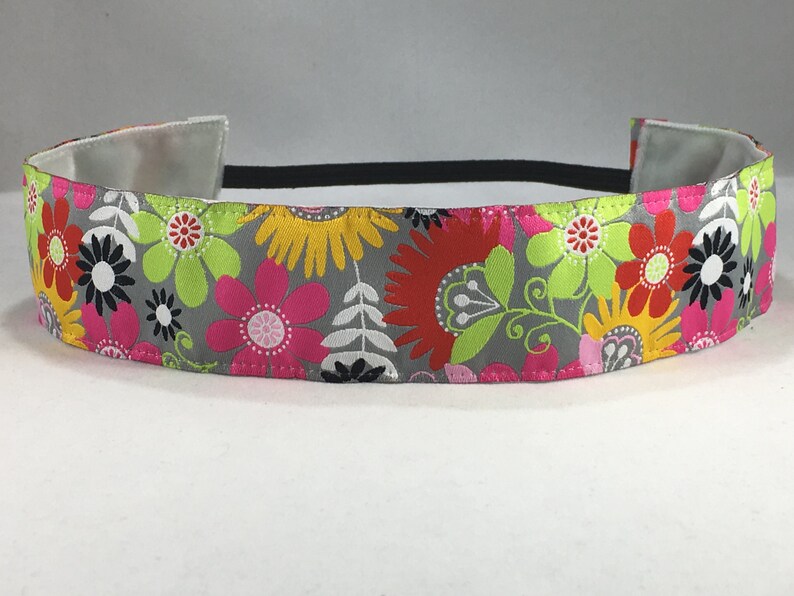 Non Slip Headband EmBands NonSlip Gray Floral HeadBand Etsy