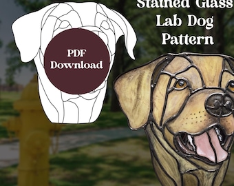 Labrador dog stained glass pattern - Etsy 日本