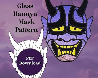 Scarica il PDF della maschera giapponese Hannya Oni in vetro colorato