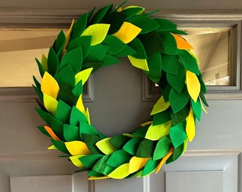 Felt Wreath ~ Custom Decor ~ Door Wreath ~ Holiday Decor ~ Rainbow Wreath