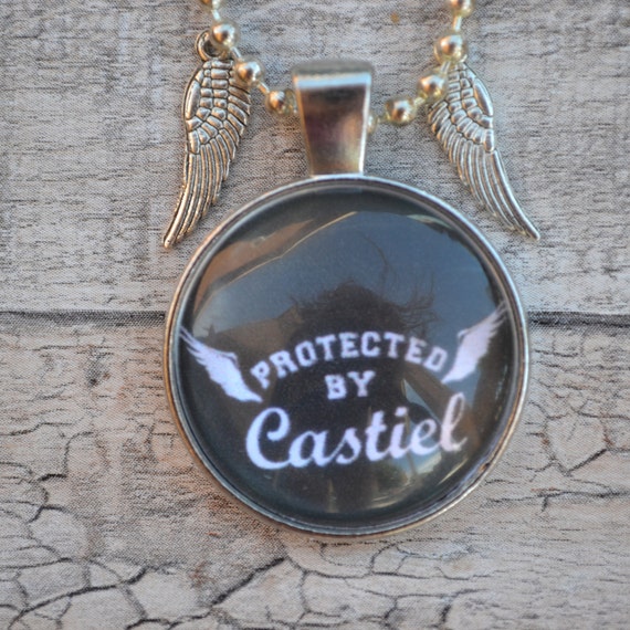 Supernatural Jewelry Castiel Protected By Castiel Spn Angel Cabochon Pendant Necklace Handmade Jewelry - sparkling angel wings roblox angel wings wings create