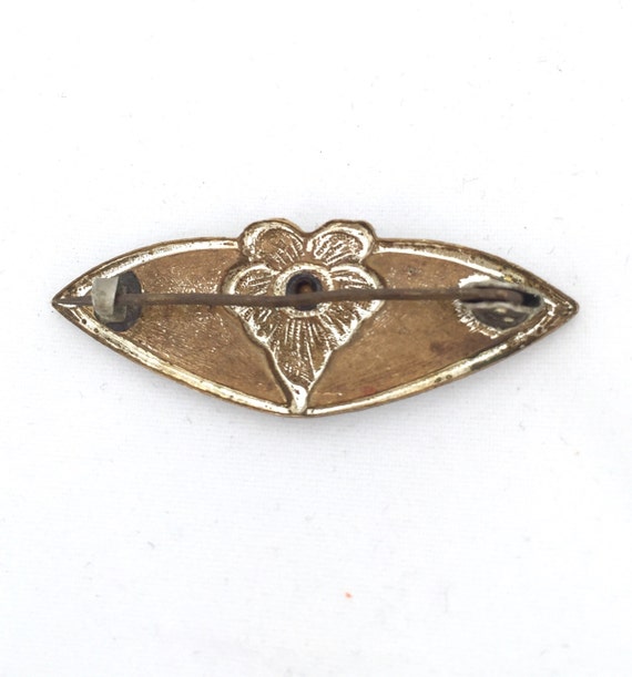 Art Nouveau Flower Brooch Small Pin Prong Set Rhi… - image 4