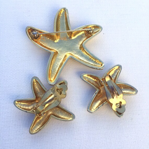 Starfish Brooch Earrings Demi Parure, Vintage Par… - image 5