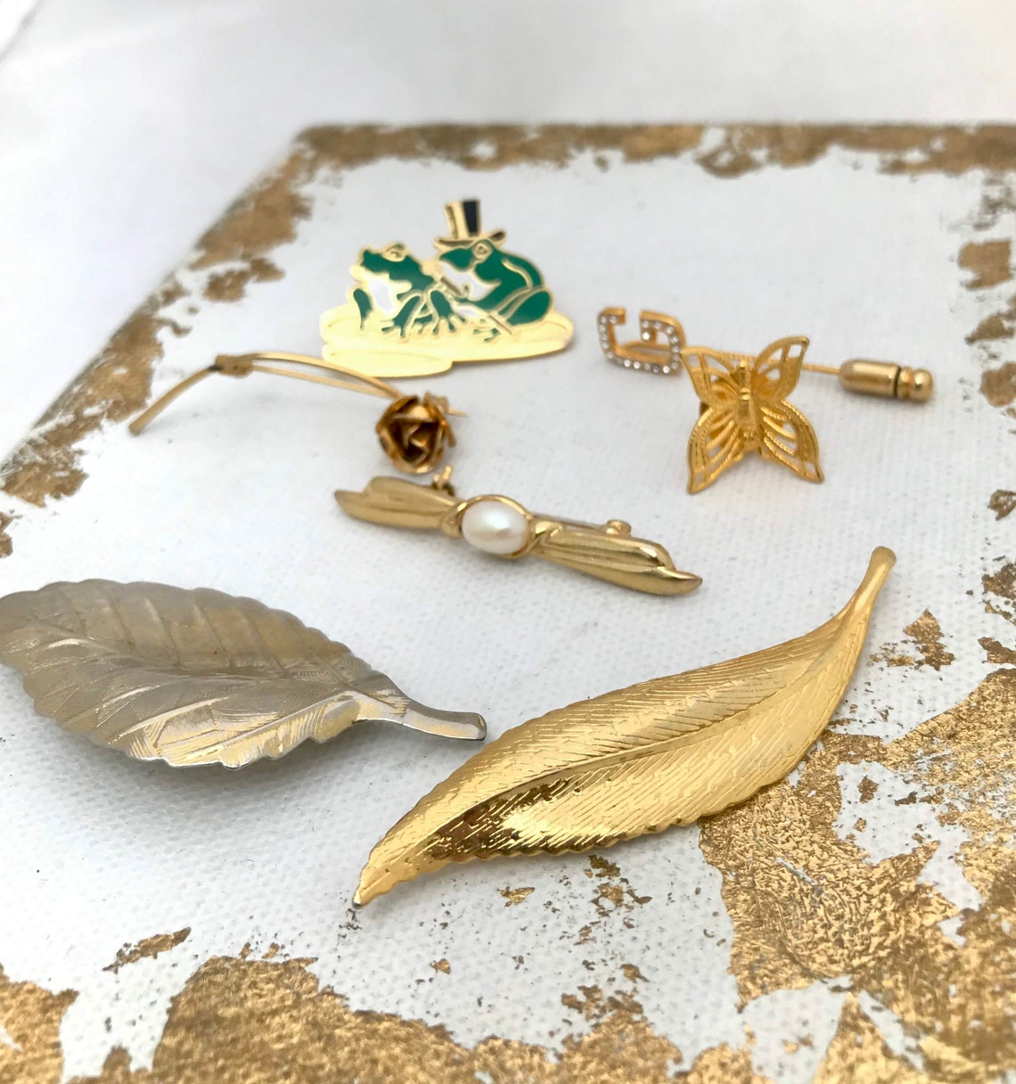 Vintage Mixed Lot Bulk Vintage Jewelry Mixed Gold 7 Piece Lot All Good Condition All Wearable