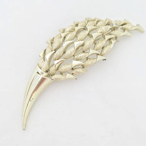 Large Silver CORO Brooch Flower Head Big Silver CORO Brooch Stylised Leaves / Flower, Textured Lilac Flower Brooch Designer Vintage Signed