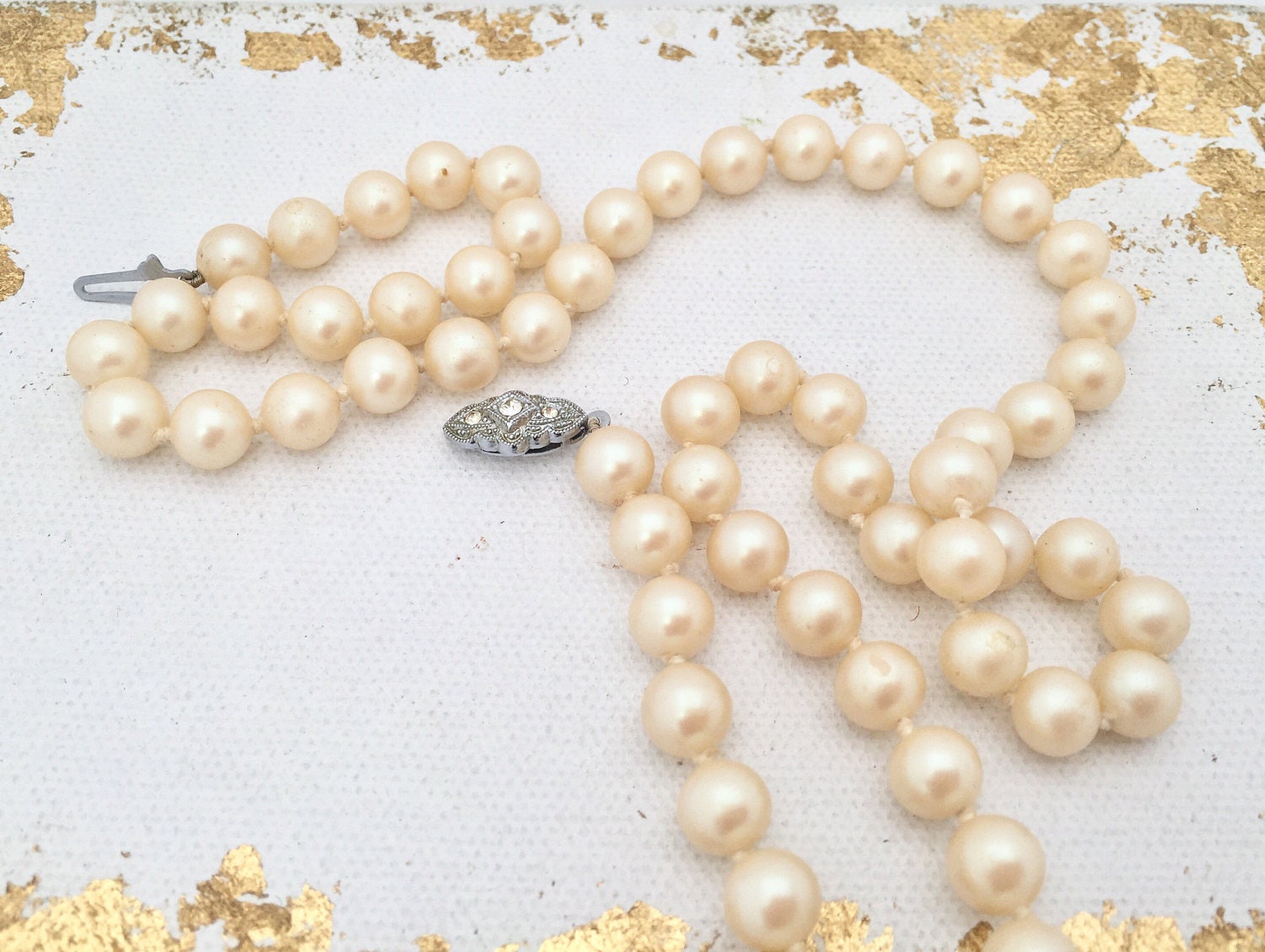 Pearl Necklace and Bracelet Set, Vintage Faux Pearls, Blue, Grey or Gold  White Pearl, Classic Gift for Her Bridal Jewellery 
