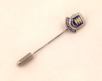 Sterling Silver Stick Pin Newport Shropshire England Stamped Silver Lapel Pin Menswear Fish Crest Silver Stick Pin Men Gift Collar Pin