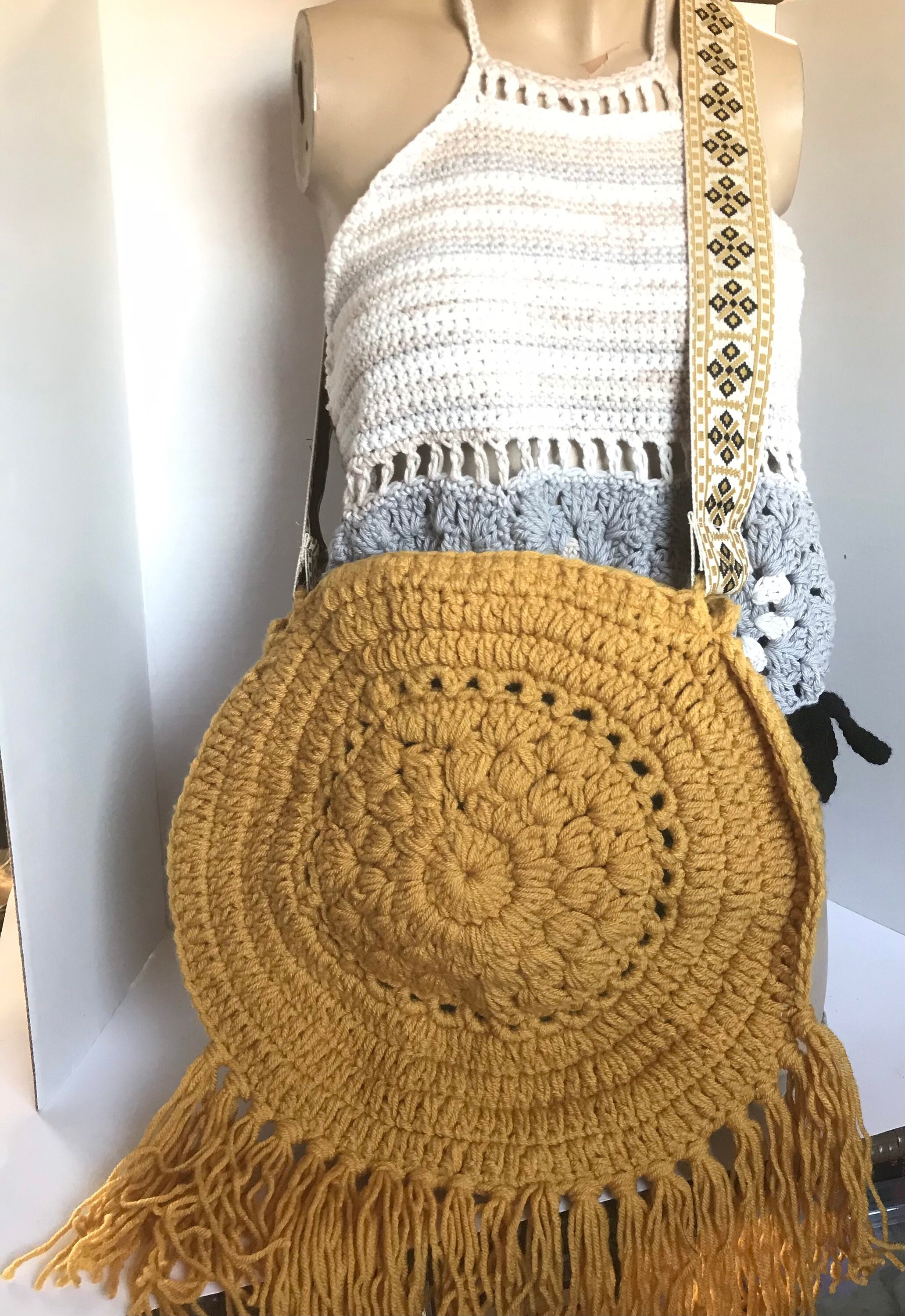 Crochet crossbody boho bag Etsy