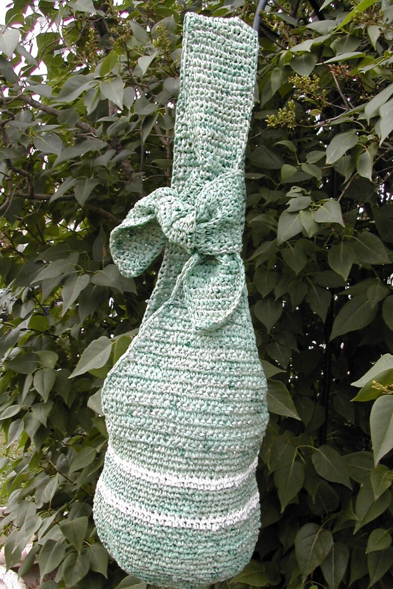 Large Green Hobo Bag Vegan Beach or Market Tote Striped Foragers Tote Crossbody Bag
