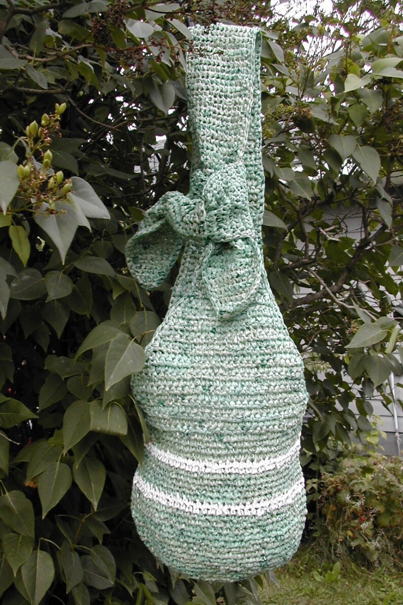 Large Green Hobo Bag Vegan Beach or Market Tote Striped Foragers Tote Crossbody Bag