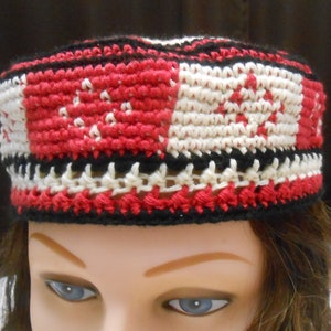 Summer Cotton Kufi, Crocheted Adult Sized Islamic Headcovering, Cotton/Acrylic Muslim Mans Hat